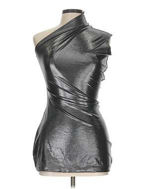 Coucoo Metallic Navy One-Shoulder Cutout Mini Dress - M (Like New)